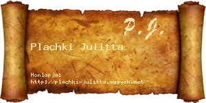 Plachki Julitta névjegykártya